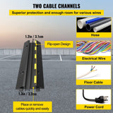 Darrahopens Auto Accessories > Auto Accessories Others > Automotive Repair & Speciality Tools VEVOR 3 Pcs 2-Cable Rubber Electrical Wire Cover Cord Protector Ramp 11000 lbs