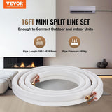 Darrahopens Auto Accessories > Auto Accessories Others > Automotive Repair & Speciality Tools VEVOR 4876.8mm Mini Split Line Set, 6.4 & 12.7mm O.D Copper Pipes Tubing and Triple-Layer Insulation, for Air Conditioning or Heating Pump Equipment & HVAC with Rich Accessories (18ft Connection Cable