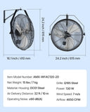 Darrahopens Auto Accessories > Auto Accessories Others > Automotive Repair & Speciality Tools VEVOR 615mm Industrial Wall Mount Fan 3 Speed 4650 CFM for Garage Greenhouse