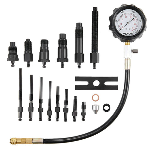 Darrahopens Auto Accessories > Auto Accessories Others > Automotive Repair & Speciality Tools VEVOR Diesel Engine Compression Tester, 18 pcs Cylinder Pressure Test Tool Kit, with 0-1000 psi Gauge and Adapters, Diesel Injector Tester Check Cylinders in Diesel Trucks, Tractors, Equipment
