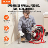 Darrahopens Auto Accessories > Auto Accessories Others > Automotive Repair & Speciality Tools VEVOR Drain Cleaner Machine Drain Auger 50FT x 3/8 Inch Manual Feed & 4 Cutters