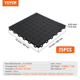 Darrahopens Auto Accessories > Auto Accessories Others > Automotive Repair & Speciality Tools VEVOR Garage Tiles Interlocking, 12 x 12 x 0.53 inch 25 Pack Garage Floor Covering Tiles, Non-Slip Double-Sided Texture Garage Flooring Tiles, for Garages, Basements, Repair Shops, Black