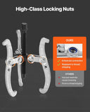 Darrahopens Auto Accessories > Auto Accessories Others > Automotive Repair & Speciality Tools VEVOR Gear Puller Set, 76.2 mm/101.6 mm/152.4 mm/203.2 mm 3 Jaw Bearing Puller with Reversible Jaws, 2 Jaw/3 Jaw Pulley Puller, 4 PCS Bearing Puller Tool Kit for Pulley Gear Bearing Flywheel Removal