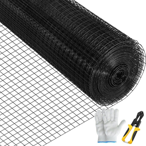 Darrahopens Auto Accessories > Auto Accessories Others > Automotive Repair & Speciality Tools VEVOR Hardware Cloth, 24\" x50\' & 1\"x1\" Mesh Size, Galvanized Steel Vinyl Coated 16 Gauge Welded Wire with A Cutting Plier & A Pair of Fabric Gloves, for Garden Fencing & Pet Enclosures, Black