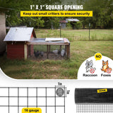 Darrahopens Auto Accessories > Auto Accessories Others > Automotive Repair & Speciality Tools VEVOR Hardware Cloth, 24\" x50\' & 1\"x1\" Mesh Size, Galvanized Steel Vinyl Coated 16 Gauge Welded Wire with A Cutting Plier & A Pair of Fabric Gloves, for Garden Fencing & Pet Enclosures, Black