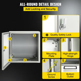 Darrahopens Auto Accessories > Auto Accessories Others > Automotive Repair & Speciality Tools VEVOR NEMA Steel Enclosure, 12 x 12 x 6''steel electrical box
electrical enclosur NEMA 4X Steel Electrical Box, IP66 Waterproof & Dustproof, Outdoor/Indoor Electrical Junction Box, with Mounting Plat