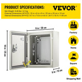 Darrahopens Auto Accessories > Auto Accessories Others > Automotive Repair & Speciality Tools VEVOR NEMA Steel Enclosure, 25 x 20 x 15 cm NEMA 4X Steel Electrical Box, IP66 Waterproof & Dustproof, Outdoor/Indoor Electrical Junction Box, with Mounting Plate
