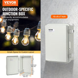 Darrahopens Auto Accessories > Auto Accessories Others > Automotive Repair & Speciality Tools VEVOR Outdoor Electrical Junction Box, 300 x 200 x 180 mm, ABS Plastic Electrical Enclosure Box with Hinged Cover Stainless Steel Latch, IP67 Dustproof Waterproof for Outdoor Electrical Projects
