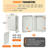 Darrahopens Auto Accessories > Auto Accessories Others > Automotive Repair & Speciality Tools VEVOR Outdoor Electrical Junction Box, 300 x 200 x 180 mm, ABS Plastic Electrical Enclosure Box with Hinged Cover Stainless Steel Latch, IP67 Dustproof Waterproof for Outdoor Electrical Projects