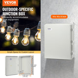 Darrahopens Auto Accessories > Auto Accessories Others > Automotive Repair & Speciality Tools VEVOR Outdoor Electrical Junction Box, 350 x 250 x 150 mm, ABS Plastic Electrical Enclosure Box with Hinged Cover Stainless Steel Latch, IP67 Dustproof Waterproof for Outdoor Electrical Projects