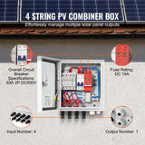 Darrahopens Auto Accessories > Auto Accessories Others > Automotive Repair & Speciality Tools VEVOR PV Combiner Box, 4 String, Solar Combiner Box with 15A Rated Current Fuse 63A Circuit Breaker Lightning Arrester and Solar Connector, Steel Case for On / Off Grid Solar Panel System, IP65