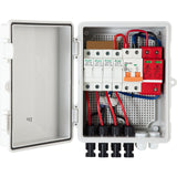 Darrahopens Auto Accessories > Auto Accessories Others > Automotive Repair & Speciality Tools VEVOR PV Combiner Box, 4 String with 15A Rated Current Fuse, 63A Circuit Breaker, Lightning Arreste Connector for On/Off Grid Solar Panel System, IP65