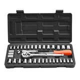 Darrahopens Auto Accessories > Auto Accessories Others > Automotive Repair & Speciality Tools VEVOR Socket Set, 39 Pieces, 9.5 & 6.4 mm Drive Socket and Ratchet Set, SAE and Metric Size, Mechanic Tool Kit with Ratchet Wrench, Accessories, Storage Case, CR-V Alloy Steel, for Automotive Repair