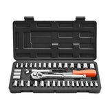 Darrahopens Auto Accessories > Auto Accessories Others > Automotive Repair & Speciality Tools VEVOR Socket Set, 39 Pieces, 9.5 & 6.4 mm Drive Socket and Ratchet Set, SAE and Metric Size, Mechanic Tool Kit with Ratchet Wrench, Accessories, Storage Case, CR-V Alloy Steel, for Automotive Repair