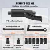 Darrahopens Auto Accessories > Auto Accessories Others > Automotive Repair & Speciality Tools VEVOR Torque Multiplier, Heavy Duty Torque Multiplier Wrench Set, 1 Inch Drive Lug Nut Wrench Torque Multiplier, 1:64 6800N.m Lug Nut Remover, with 8 Sockets and Storage Case for Truck Trailer RV