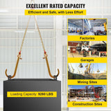 Darrahopens Auto Accessories > Auto Accessories Others > Automotive Repair & Speciality Tools VEVOR V Bridle Chain, 5/16 in x 2 ft Bridle Tow Chain, Grade 80 V-Bridle Transport Chain, 9260 Lbs Break Strength with TJ Hooks and Crab Hooks, Heavy Duty Pear Link Connector and Chain Shorteners