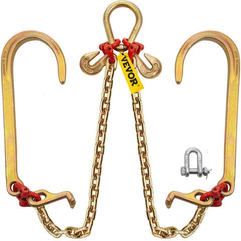 Darrahopens Auto Accessories > Auto Accessories Others > Automotive Repair & Speciality Tools VEVOR V Bridle Chain, 5/16 in x 2 ft Bridle Tow Chain, Grade 80 V-Bridle Transport Chain, 9260 Lbs Break Strength with TJ Hooks and Crab Hooks, Heavy Duty Pear Link Connector and Chain Shorteners