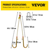 Darrahopens Auto Accessories > Auto Accessories Others > Automotive Repair & Speciality Tools VEVOR V Bridle Chain, 5/16 in x 2 ft Bridle Tow Chain, Grade 80 V-Bridle Transport Chain, 9260 Lbs Break Strength with TJ Hooks and Crab Hooks, Heavy Duty Pear Link Connector and Chain Shorteners