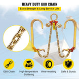 Darrahopens Auto Accessories > Auto Accessories Others > Automotive Repair & Speciality Tools VEVOR V Bridle Chain, 5/16 in x 2 ft Bridle Tow Chain, Grade 80 V-Bridle Transport Chain, 9260 Lbs Break Strength with TJ Hooks and Crab Hooks, Heavy Duty Pear Link Connector and Chain Shorteners