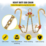 Darrahopens Auto Accessories > Auto Accessories Others > Automotive Repair & Speciality Tools VEVOR V Bridle Chain, 5/16 in x 2 ft Tow Chain Bridle, Grade 80 V-Bridle Transport Chain, 9260 Lbs Break Strength with TJ Hooks & Grab Hooks, Heavy Duty Pear Link Connector and Chain Shorteners