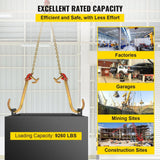 Darrahopens Auto Accessories > Auto Accessories Others > Automotive Repair & Speciality Tools VEVOR V Bridle Chain, 5/16 in x 2 ft Tow Chain Bridle, Grade 80 V-Bridle Transport Chain, 9260 Lbs Break Strength with TJ Hooks & Grab Hooks, Heavy Duty Pear Link Connector and Chain Shorteners