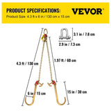 Darrahopens Auto Accessories > Auto Accessories Others > Automotive Repair & Speciality Tools VEVOR V Bridle Chain, 5/16 in x 2 ft Tow Chain Bridle, Grade 80 V-Bridle Transport Chain, 9260 Lbs Break Strength with TJ Hooks & Grab Hooks, Heavy Duty Pear Link Connector and Chain Shorteners
