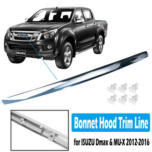 Darrahopens Auto Accessories > Auto Accessories Others Chrome ABS Car Front Line Bonnet Hood Trim for ISUZU D-Max Dmax MU-X 2012-2016