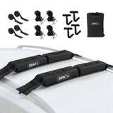 Darrahopens Auto Accessories > Auto Accessories Others > Cross Bar GIANTZ Kayak Roof Rack for Car, Universal Soft Roof Rack Pads for Surfboard SUP Canoe, Roof Bars for SUV Sedan without Side Rails, Portable Cross Bars with 4.5m Tie Down Straps & Ropes, 80kg Capacity
