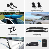 Darrahopens Auto Accessories > Auto Accessories Others > Cross Bar GIANTZ Kayak Roof Rack for Car, Universal Soft Roof Rack Pads for Surfboard SUP Canoe, Roof Bars for SUV Sedan without Side Rails, Portable Cross Bars with 4.5m Tie Down Straps & Ropes, 80kg Capacity