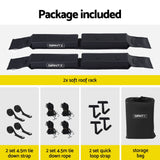 Darrahopens Auto Accessories > Auto Accessories Others > Cross Bar GIANTZ Kayak Roof Rack for Car, Universal Soft Roof Rack Pads for Surfboard SUP Canoe, Roof Bars for SUV Sedan without Side Rails, Portable Cross Bars with 4.5m Tie Down Straps & Ropes, 80kg Capacity