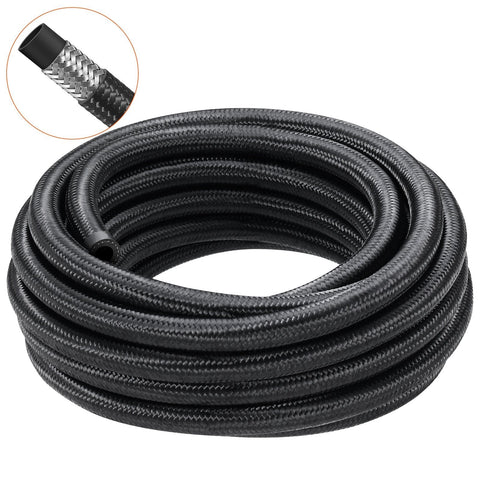 Darrahopens Auto Accessories > Auto Accessories Others > Fuel & Exhaust VEVOR 6AN Fuel Line Kit, 6.1 m Fuel Hose Kit, 0.86 cm Nylon Stainless Steel Braided Fuel Line Oil/Gas/Diesel Hose End Fitting Kit, with 12 PCS Swivel Fitting Adapter Kit, Black