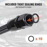 Darrahopens Auto Accessories > Auto Accessories Others > Fuel & Exhaust VEVOR 6AN Fuel Line Kit, 6.1 m Fuel Hose Kit, 0.86 cm Nylon Stainless Steel Braided Fuel Line Oil/Gas/Diesel Hose End Fitting Kit, with 12 PCS Swivel Fitting Adapter Kit, Black