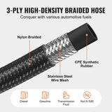 Darrahopens Auto Accessories > Auto Accessories Others > Fuel & Exhaust VEVOR 6AN Fuel Line Kit, 6.1 m Fuel Hose Kit, 0.86 cm Nylon Stainless Steel Braided Fuel Line Oil/Gas/Diesel Hose End Fitting Kit, with 12 PCS Swivel Fitting Adapter Kit, Black