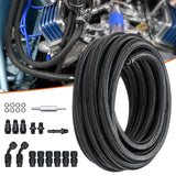 Darrahopens Auto Accessories > Auto Accessories Others > Fuel & Exhaust VEVOR 6AN Fuel Line Kit, 7.62 m Fuel Hose Kit, Nylon Stainless Steel Braided PTFE Fuel Line Kit, E85/Oil/Gas/Diesel Hose End Fitting Kit, with 15 PCS Swivel Fitting Adapter Kit, Black
