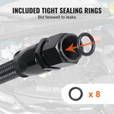 Darrahopens Auto Accessories > Auto Accessories Others > Fuel & Exhaust VEVOR 6AN Fuel Line Kit, 7.62 m Fuel Hose Kit, Nylon Stainless Steel Braided PTFE Fuel Line Kit, E85/Oil/Gas/Diesel Hose End Fitting Kit, with 15 PCS Swivel Fitting Adapter Kit, Black