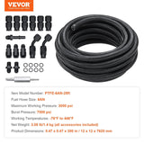 Darrahopens Auto Accessories > Auto Accessories Others > Fuel & Exhaust VEVOR 6AN Fuel Line Kit, 7.62 m Fuel Hose Kit, Nylon Stainless Steel Braided PTFE Fuel Line Kit, E85/Oil/Gas/Diesel Hose End Fitting Kit, with 15 PCS Swivel Fitting Adapter Kit, Black