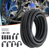 Darrahopens Auto Accessories > Auto Accessories Others > Fuel & Exhaust VEVOR 8AN Fuel Line Kit, 6.1 m Fuel Hose Kit, 1.0 cm Nylon Stainless Steel Braided Fuel Line Oil/Gas/Diesel Hose End Fitting Kit, with 12 PCS Swivel Fitting Adapter Kit, Black