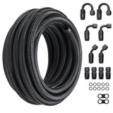 Darrahopens Auto Accessories > Auto Accessories Others > Fuel & Exhaust VEVOR 8AN Fuel Line Kit, 6.1 m Fuel Hose Kit, 1.0 cm Nylon Stainless Steel Braided Fuel Line Oil/Gas/Diesel Hose End Fitting Kit, with 12 PCS Swivel Fitting Adapter Kit, Black