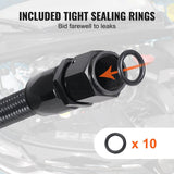 Darrahopens Auto Accessories > Auto Accessories Others > Fuel & Exhaust VEVOR 8AN Fuel Line Kit, 6.1 m Fuel Hose Kit, 1.0 cm Nylon Stainless Steel Braided Fuel Line Oil/Gas/Diesel Hose End Fitting Kit, with 12 PCS Swivel Fitting Adapter Kit, Black