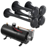 Darrahopens Auto Accessories > Auto Accessories Others > Fuel & Exhaust VEVOR Train Horns Kit, 4 Trumpet Air Horn Kit, 150dB Train Horns for Pickup Trucks, 12V 120 psi Air Compressor 0.8 Gal/3 L Tank with Gauge for Any 12V Vehicle Car Truck Train Van Boat