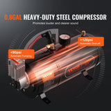 Darrahopens Auto Accessories > Auto Accessories Others > Fuel & Exhaust VEVOR Train Horns Kit, 4 Trumpet Air Horn Kit, 150dB Train Horns for Pickup Trucks, 12V 120 psi Air Compressor 0.8 Gal/3 L Tank with Gauge for Any 12V Vehicle Car Truck Train Van Boat