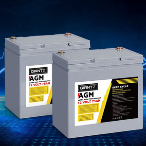 Darrahopens Auto Accessories > Auto Accessories Others Giantz AGM Deep Cycle Battery 12V 75Ah Marine Sealed Power Portable Box Solar X2