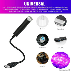 Darrahopens Auto Accessories > Lights Starry Sky Projection Lamp Blue Purple Violet Mini USB Car Roof Star Night Light