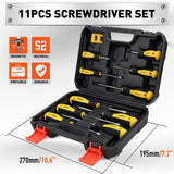 Darrahopens Auto Accessories > Tools 11-Pieces Magnetic Screwdriver Set with Case Magnetizer Demagnetizer Flat Head