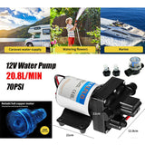 Darrahopens Auto Accessories > Tools 12V Caravan Water Pump High Pressure Self-priming rv Camping Boat 70PSI 20.8L/M