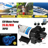 Darrahopens Auto Accessories > Tools 12V Caravan Water Pump High Pressure Self-priming rv Camping Boat 70PSI 20.8L/M