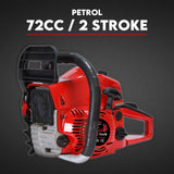 Darrahopens Auto Accessories > Tools Commercial Petrol Chainsaw 24" Bar Chain Saw Tree Pruning Top Handle