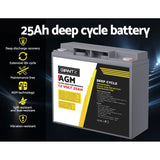 Darrahopens Auto Accessories > Tools Giantz 12V 25Ah AGM Deep Cycle Battery Marine Sealed Power Solar 4WD Camping