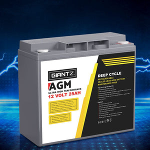 Darrahopens Auto Accessories > Tools Giantz 12V 25Ah AGM Deep Cycle Battery Marine Sealed Power Solar 4WD Camping