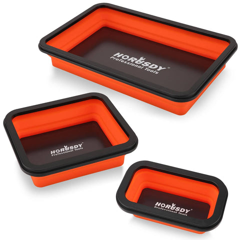 Darrahopens Auto Accessories > Tools HORUSDY 3Pc Orange Magnetic Parts Tray Set Tool Trays Storage Organizer Screw